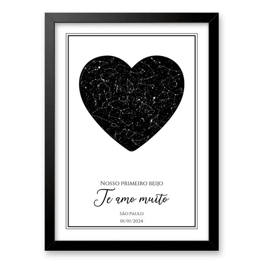 Quadro mapa das estrelas de coração