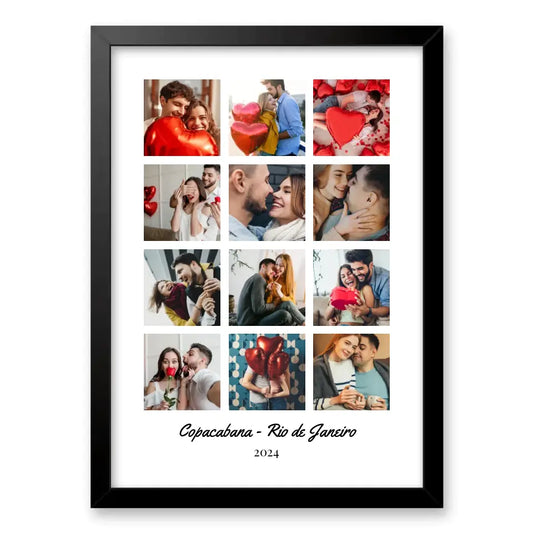 Quadro com foto montagem de 12 fotos