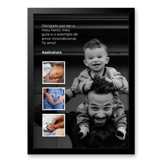 Quadro Com Foto Montagem e mensagem de 4 Fotos - Dia dos Pais